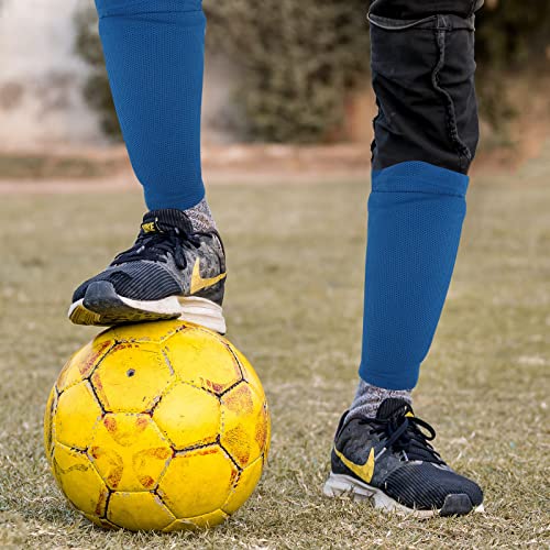 GLAITC Espinilleras de fútbol, Fútbol Espinilleras Calcetines para jóvenes y Adultos espinilleras Protectoras para Juegos de fútbol, ​​Correr, Correr, Fitness Blue