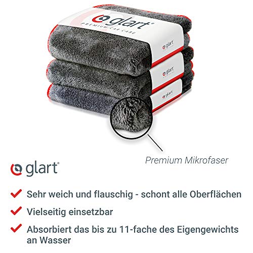 Glart 443TP - Pack de 12 paños de microfibra prémium para limpiar y pulir de 600 g/m², absorbentes y extrasuaves sin pelusas, para coches y motos, 40 x 40 cm