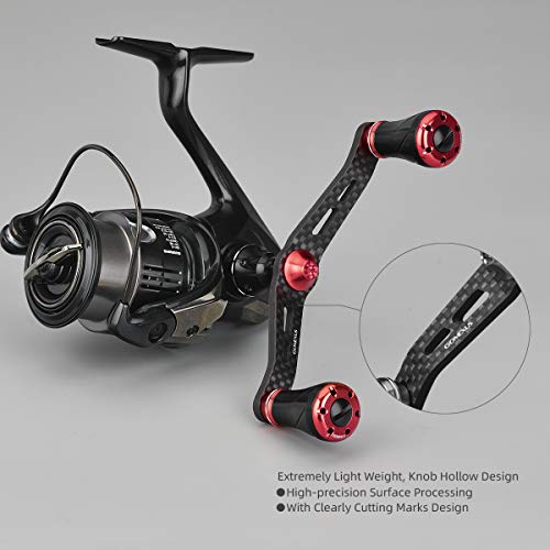 GOMEXUS Manivela de Carrete de Pesca para Shimano Vanford Stradic CI4+ Sephia BB Catana FD Sienna FG Manivela Doble Spinning Carbón 98mm, Adecuado para Eging y RockFishing