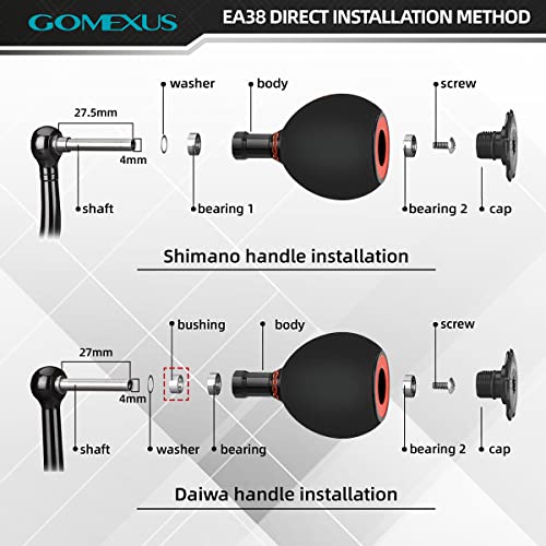 GOMEXUS Pomo Carrete EVA para Shimano Vanford Stradic CI4+ FB Daiwa Kix LT RX LT Perilla Carretes de Pesca Spinning Directo, Daiwa Ninja Instalación de Perforación, 38mm