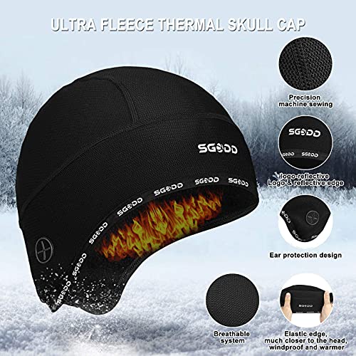 Gorro Ciclismo, Gorro Ciclismo Bajo Casco, Forro a Prueba de Viento Gorro Running Invierno para Hombre, Gorros Deporte al Aire Libre Térmico de Ciclistas, Apto para Cascos, Moto, Esquí, Correr (M)