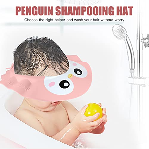 Gorro de Ducha Bebé,Gorra Ducha Ajustable Visera Baño para Niños Pequeños,Visera Baño Bebé Con Orejeras,Protege Los ojos y las orejas para Niños,Lindo Gorro de Baño para Bebé forma de Pingüino C1