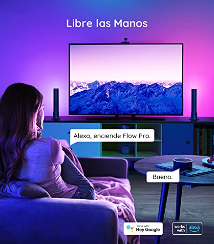 Govee Flow Pro Barras de Luz con Cámara, Luces LED RGBIC Inteligente Funciona con Alexa, Google Assistant y App, Modo Música para Habitación Gaming, TV/PC y Navidad