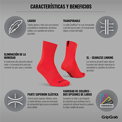 GripGrab Calcetines Ciclismo Verano Lightweight SL Performance 8 Colores Altura 12 cm y 15 cm Ciclistas Carrerera MTB