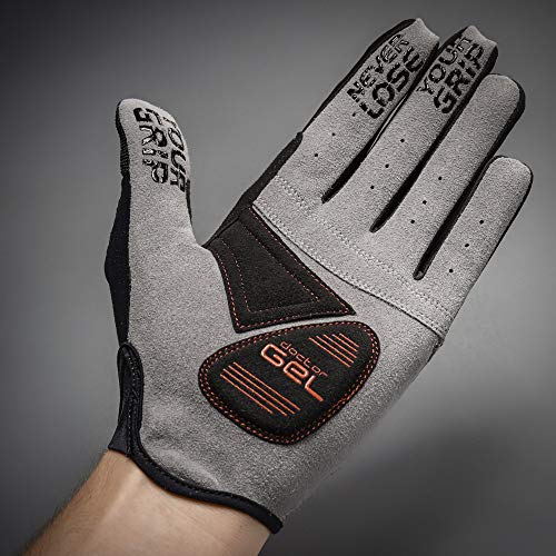 GripGrab Shark Gel-Padded Fullfinger Mountain Gravel Bike Gloves Long Cushioned Summer Cycling Black Navy-Blue