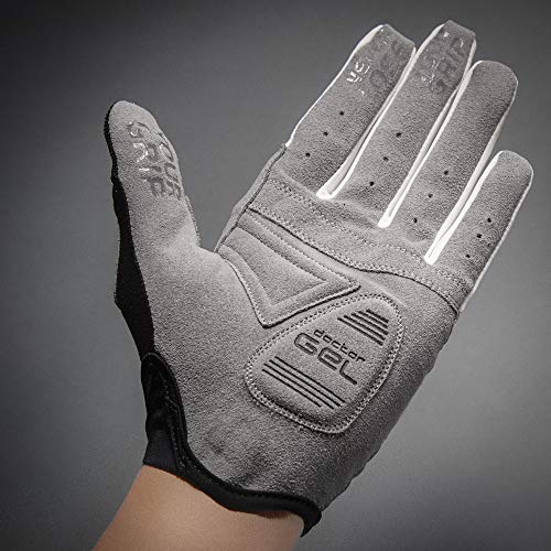 GripGrab Women's Shark Gel-Padded Fullfinger Gravel Mountain-Bike Gloves Long Shock-Absorbing Cushioned Summer Cycling Guantes Largos Ciclismo, Gris, XS