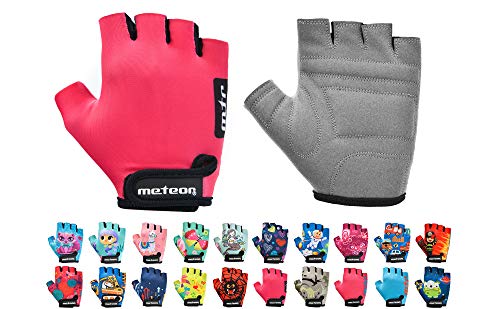 Guantes Bicicleta MTB BMX Ciclismo Montaña Carretera Fitness Gimnasio Bici Escalada Senderismo y Otros Deportes Guantes Deportivos Sin Dedos para Mujer y Hombre (JR S ~ 6,5-7cm, Pink)