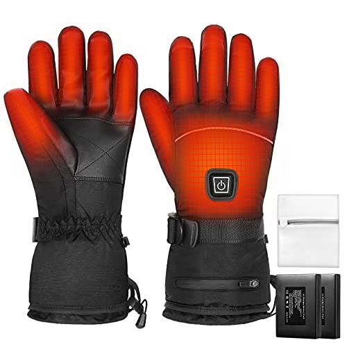 Guantes Calefactables, batería Recargable de 3.7V 4000mAh, 3 Niveles de Calentamiento,Guantes Calefactores eléctricos Impermeables con Pantalla táctil para Mujeres y Hombres, para Moto, esquí(M)