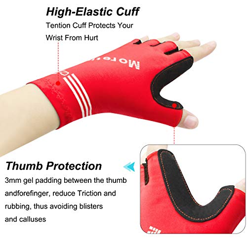 Guantes Ciclismo, HNOOM Guantes MTB para Hombres Mujeres, Antideslizante Guantes Bicicleta Montaña Gel Medio Dedo, Transpirable Guantes Bicicleta Guantes Bici Verano para Todos Los Deportes (Rojo, XL)