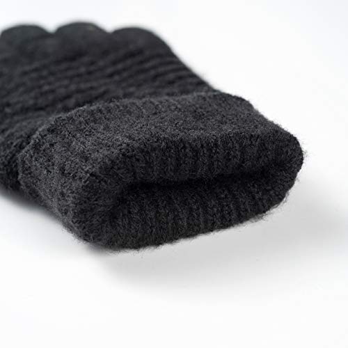 Guantes de Invierno Mujer, Guantes de Pantalla Táctil con Diseño Antideslizante Cálido Guantes de Punto para Deportes al Aire Libre, Acampar, Conducir, Correr para (negro)