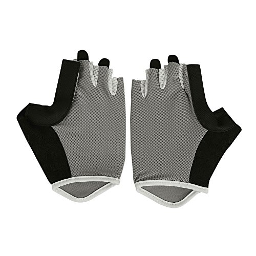 Guantes de Sports Fitness de Dedos Cortos Hombre Mujer Bicicleta Ciclismo Moto musculación Estrecho Transpirable Antideslizante para Ejercicios Escalada Senderismo, Gris, L(19.5-22.5CM)