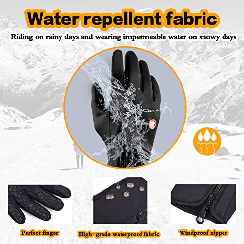 Guantes Invierno, Guantes Ciclismo Guantes De Pantalla TáCtil Antideslizantes Guantes CáLidos Y Resistentes Al Viento Negros De Hombres Y Mujeres Bicicletas De MontañA Montar Carreras Esquí Regalos