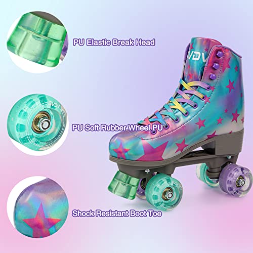 GVDV Patines para Mujer, 38, Cuero PU Brillante Patines 4 Ruedas Niña, Patines Adulto Roller Skates para Principiantes, Regalo Mujer