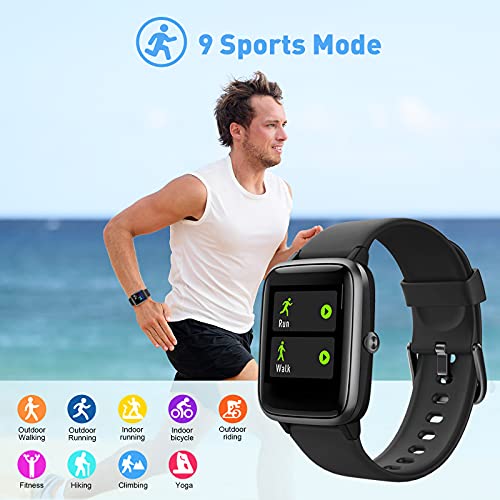 HAFURY Smartwatch, Reloj Inteligente Impermeable Pulsera de Actividad Inteligente con Monitor de Sueño Contador de Caloría Pulsómetros Podómetro para Android iOS (Negro)