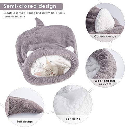 Haokaini Vellón Suave Gato Saco de Dormir Calentamiento Lavable Camas para Mascotas Acurrucarse Saco Manta Colchoneta Gatos Perros Nido Cueva Casa Acogedor Gatito Cubierto Cama para