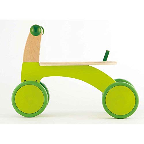 Hape Bicicleta Pequeña sin Pedales de Madera, Premiada Bicicleta de Juguete de Cuatro Ruedas de Madera para Empujar de Equilibrio para Niños y Niñas Pequeños con Ruedas de Goma, Verde Vivo