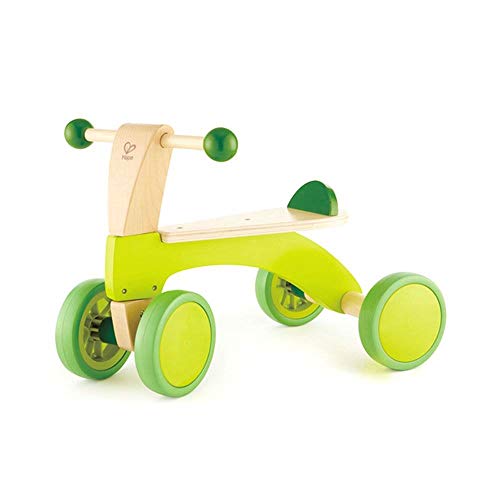 Hape Bicicleta Pequeña sin Pedales de Madera, Premiada Bicicleta de Juguete de Cuatro Ruedas de Madera para Empujar de Equilibrio para Niños y Niñas Pequeños con Ruedas de Goma, Verde Vivo