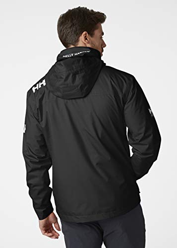 Helly Hansen Crew Hooded Midlayer - Chaqueta Impermeable, Cortavientos y Transpirable, con Forro Polar y Capucha Integrados, Hombre, Negro (990 Black), 2XL