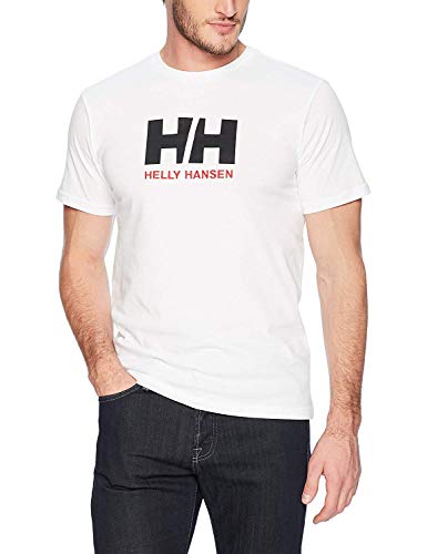 Helly Hansen T-Shirt Camiseta de Manga Corta Hecha de algodón, con Logo HH en el Pecho, Hombre, Blanco, L