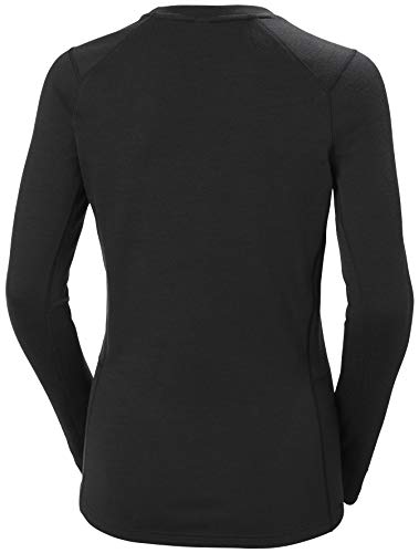 Helly Hansen W Lifa Merino Midweight Crew Camiseta Manga Larga, Mujer, Black, M