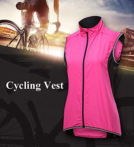 Heroine Chaleco Cortavientos Ciclismo Mujer Chaleco Bici Reflectante Impermeable Chaleco Bicicleta Transpirable Chaleco Ciclismo, Escalada, Correr, equitación con 1 par de Mangas,Rosado,M