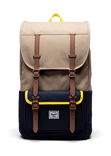 Herschel Little America Pro - Mochila unisex para adulto, Kelp/Peacoat/Cyber Yellow/Saddle, Talla única, informal.