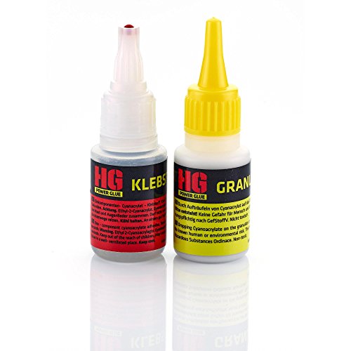 HG POWER GLUE La soldadura de la botella - juego de adhesivos de reparación profesional para plástico ABS cerámica porcelana piedra madera caucho - adhesivo industrial con granulado (1x20g + 1x40g)