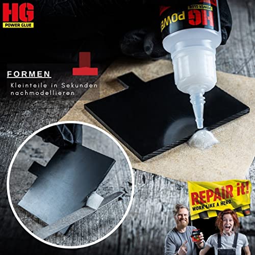 HG POWER GLUE - MINIs - La costura de soldadura de la botella - juego de adhesivos de reparación profesional para plástico ABS cerámica piedra madera goma - adhesivo industrial y granulado (5g + 10g)