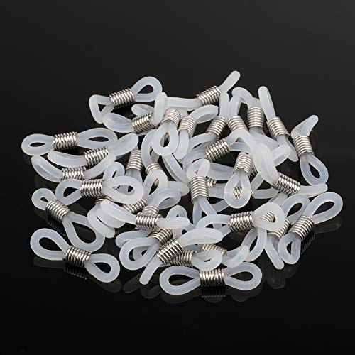 Hifot 40pcs Accesorio Conector para Cadena Gafas Antideslizante Cordón Extremos de Silicona para Correa Gafas Cuerda Gafas Soporte Blanco 22x5mm