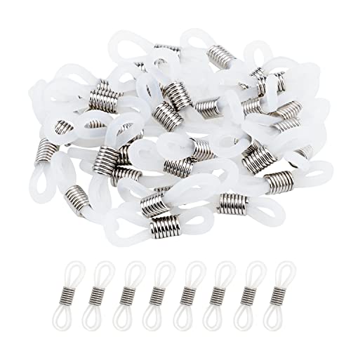 Hifot 40pcs Accesorio Conector para Cadena Gafas Antideslizante Cordón Extremos de Silicona para Correa Gafas Cuerda Gafas Soporte Blanco 22x5mm