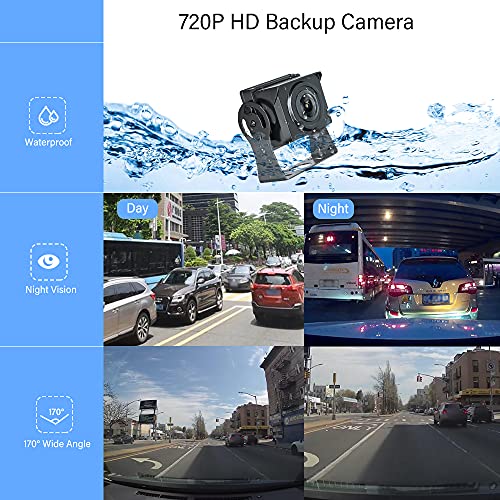 Hikity Digital Cámara de Marcha Atrás Impermeable IP69 Cámara de Visión Nocturna Trasera para Coche y 7 Pulgadas AHD LCD Monitor para Camionetas/Remolques/Vagones
