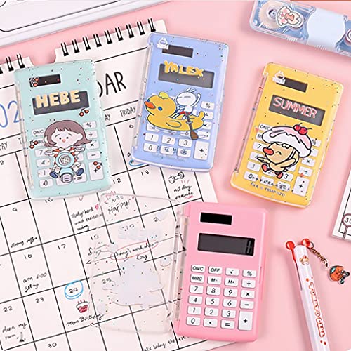 HJHJ Mini Calculadora De Flip Calculadora Solar Talla De Tamaño Ultra Delgada 8 Dígitos Pequeño Tipo De Bolsillo Portátil Portátil Cálculo Oficina (Color : W)