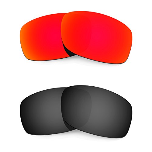 HKUCO Plus Mens Replacement Lenses For Oakley Fives Squared Sunglasses Red/Black Polarized