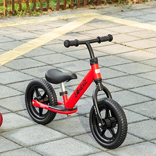 HOMCOM Bicicleta sin Pedales para Niños de +3 Años con Sillín y Manillar  Ajustables Bicicleta de Equilibrio Infantil con Estructura de Acero  89x37x55-60 cm Rojo