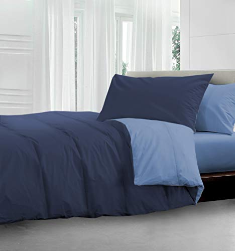 HomeLife Edredón de Invierno Cama Individual 180X250 Fabricado en Italia | Nórdico de Invierno Reversible | Duvet Hipoalergénico Extra Cálido de Color Sólido | Azul