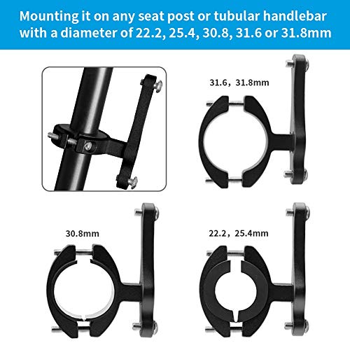 HONZUEN Bicicleta Adaptador para Soporte para Botellas de Aluminio, Ajustable Tija de Sillín Manillar Clip Holder Mount Clip Soporte de Adaptador de Portabidón para Bicicleta Cochecito, Negro