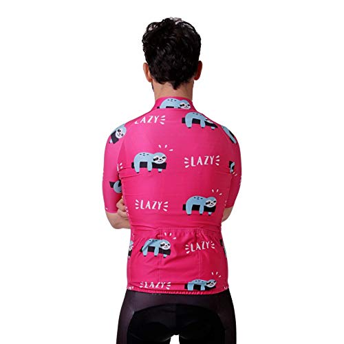 HOOPOE Maillot Rosa Lazy, Hombre, Mujer, Manga Corta, Equipación Ciclismo, Lazy Tallas (XS a XL) M