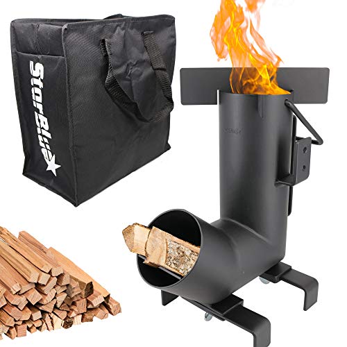 Hornillo de Camping StarBlue con Bolsa de Transporte GRATIS – Estufa de Leña Portátil con una Gran Cámara de Combustible para Cocinar al Aire Libre, Acampar, hacer un Picnic, Barbacoa, Cazar, Pescar