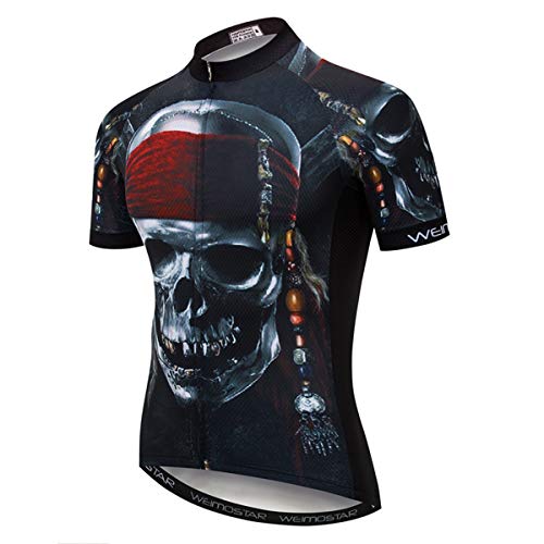 Hotlion Maillot de ciclismo para hombre, manga corta, con 3 bolsillos traseros, absorbe la humedad, transpirable, de secado rápido, Cd5186, X-Large