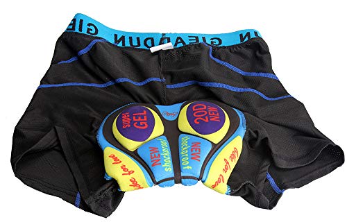 HTTOAR Culotte Ciclismo Hombre， Culotes Ciclista Calzoncillos Transpirable y de Secado Rápido Calzoncillos Bici Culotte Ciclismo Gel (Azul Negro, Large)