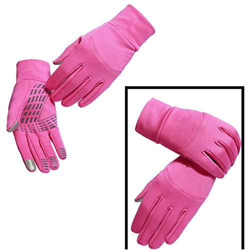 HTTOAR Guantes de Bicicleta para Mujer, Invierno, a Prueba de Viento, Antideslizante, Pantalla táctil Impermeable, Bicicleta de Ciclismo para Exteriores, Guantes para Correr (Rosa, M)