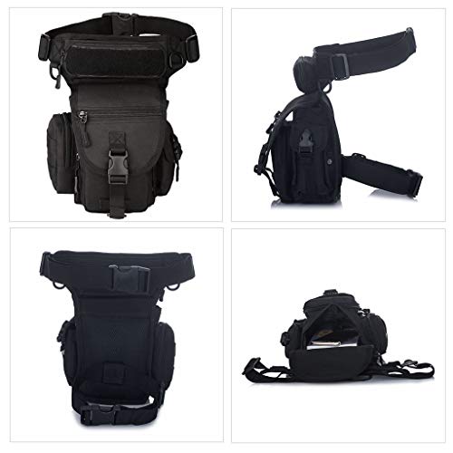 HUNTVP Bolsa de Pierna Bolsa Táctical Militar Impermeable para Correr Senderismo Ciclismo Camping Caza, Tipo 1-Negro