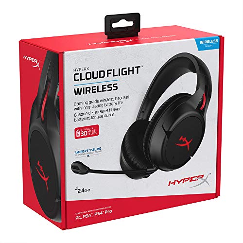 HyperX HX-HSCF-BK Cloud Flight - Cascos de Gaming inalámbricos compatibles con PC, PS4 y PS4 Pro, Negro