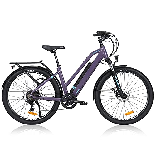 Hyuhome Bicicletas Eléctricas Para Adultos Hombres Mujeres, 27,5" E-bicicleta Montaña E-MTB 250W 36V 12.5Ah,Frenos Disco Dobles Shimano de 7 Speed(250W12.5A, 820 L)