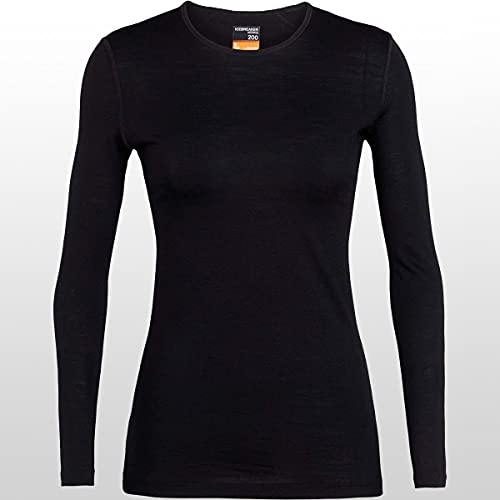 Icebreaker 200 Oasis LS Crewe Camiseta, Mujer, Negro, M