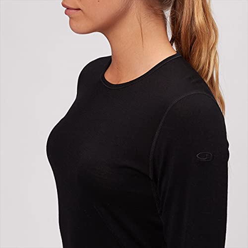 Icebreaker 200 Oasis LS Crewe Camiseta, Mujer, Negro, M