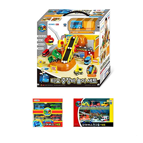 ICONIC TAYO el pequeño autobús juego de equipo pesado+mini bus especial 4 unids+mini bus's Friends Set 6pcs Corea Animación personaje y exclusivo guía de usuario en inglés simple.