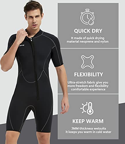 IFLOVE Man Monopiece Wetsuit 3 mm Traje de Neopreno de para Hombre, Manga Corta, Mono Pieza, Surf, Snorkel 3XL