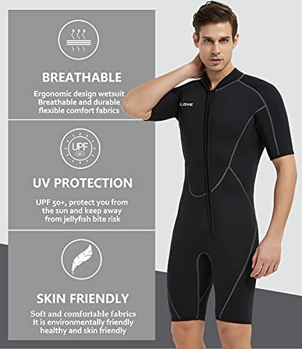 IFLOVE Man Monopiece Wetsuit 3 mm Traje de Neopreno de para Hombre, Manga Corta, Mono Pieza, Surf, Snorkel 3XL