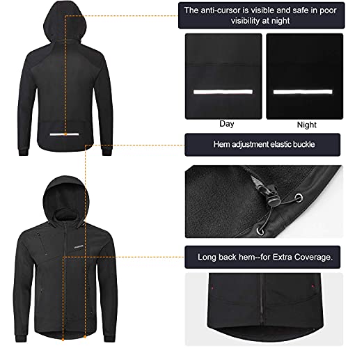 INBIKE Chaqueta Cortavientos Softshell Cálida Para Invierno Cazadora Resistente Al Viento y Agua Con Capucha Extraíble y Forro Polar Suave Para Trekking Senderismo Escalada Ciclismo Running(3XL)